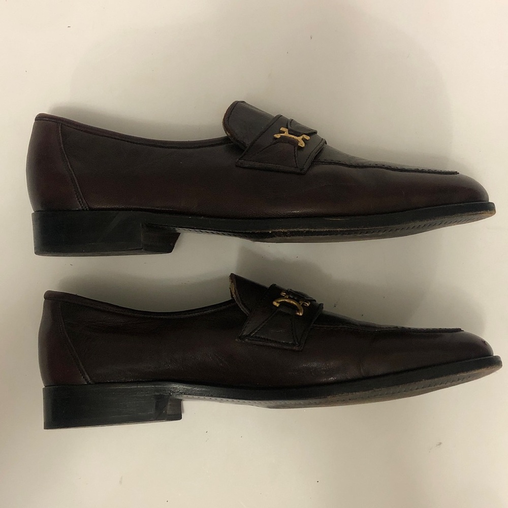 Creazioni Olimpica 43 Loafer Shoe Burgundy Leather Vero Cuoio Gold bits Vintage - Picture 4 of 10